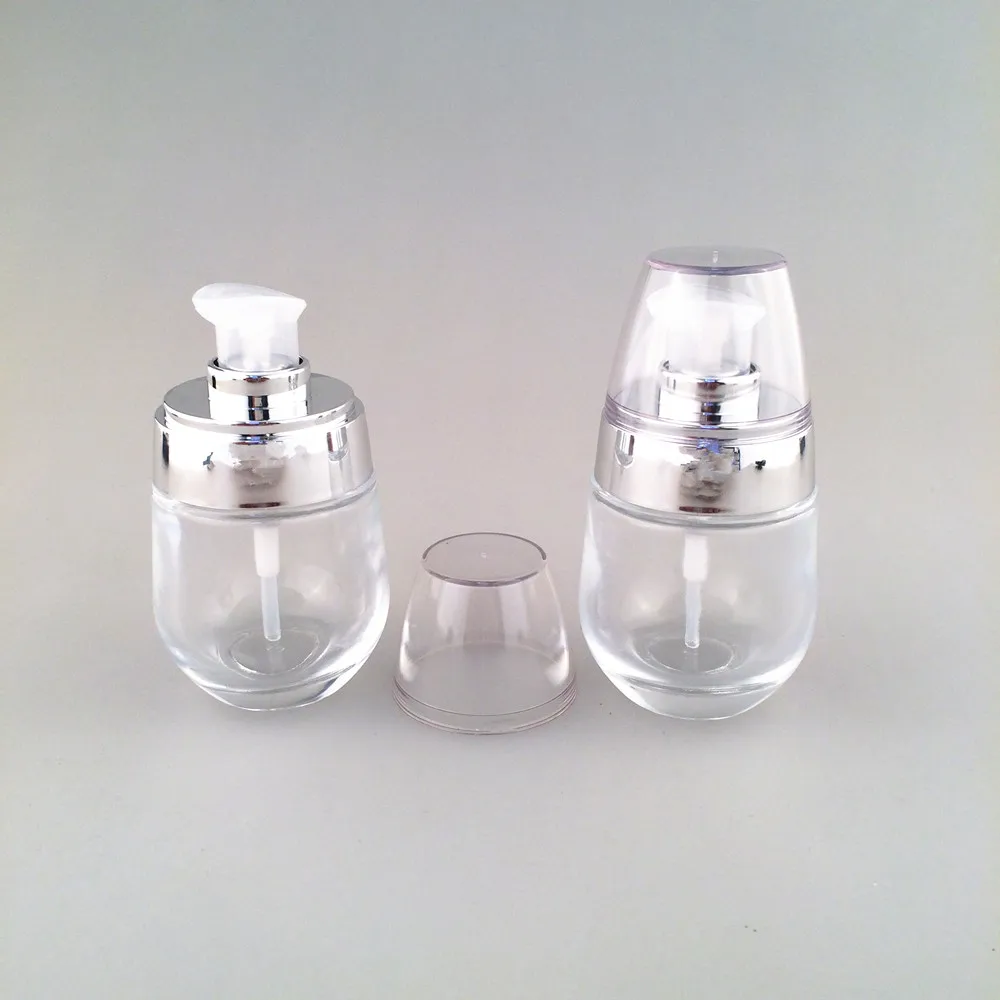 Free Shipment 2pcs 30ml Clear Frosted Matt Cosmetic Lotion Pump Glass Bottle with Refillable | Красота и здоровье