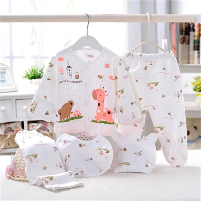 5Pcs Unisex Clothes Set Newborn Baby Boys Girls Comfortable Cotton Casual Outfit Single Breasted Shirt Pant Romper for 0-3M | Детская