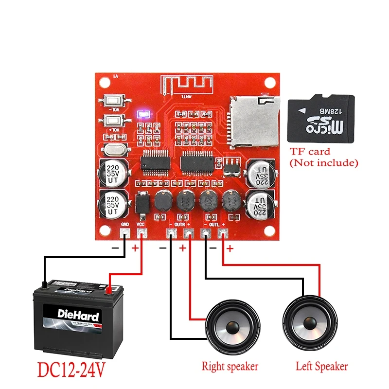 XH A233 15W X 2 Bluetooth 4 плата цифрового усилителя мощности стерео TF карта