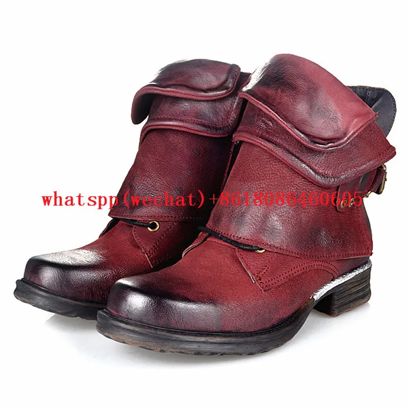 Choudory/Женские зимние кожаные сапоги в западном стиле Sapatos Femininos цвет черный винный