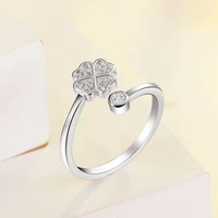 everoyal trendy silver plated rings for women jewelry fashion crystal clover girls finger rings accessories lady birthday