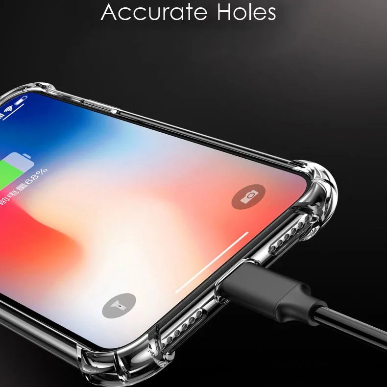 YOEMAEERRAR Anti Knock Shock Proof Trasparent Silicon Case for iPhone 6 6S 7 8 Plus 8Plus X 10 Clear Phone 360 Protective Cover |