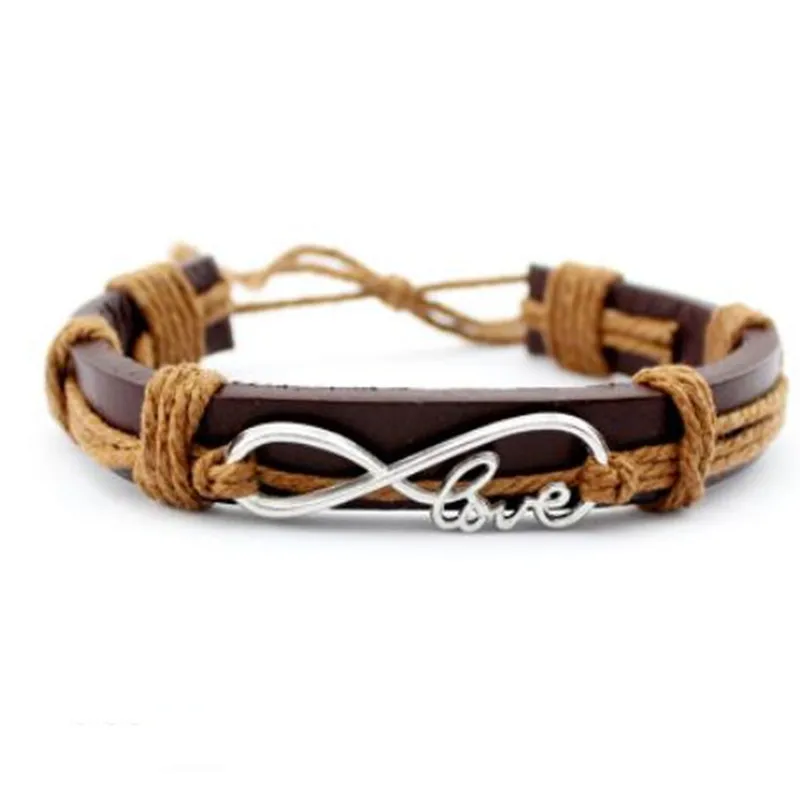 Кожаные браслеты с шармами Бесконечная любовь из сплава 2019 модные для мужчин и