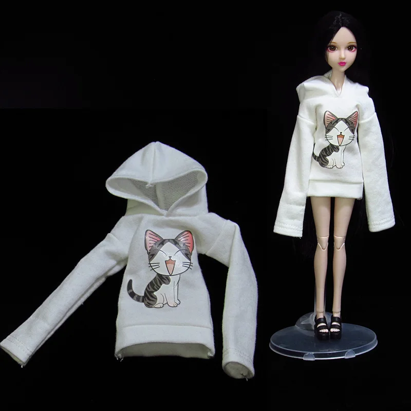 T02-X503 Blyth st Одежда для кукол 1/3 1/4 bjd 1/6 аксессуары для кукол розовый белый фиолетовый свитер с капюшоном и рисунком кота 1 шт - Цвет: B