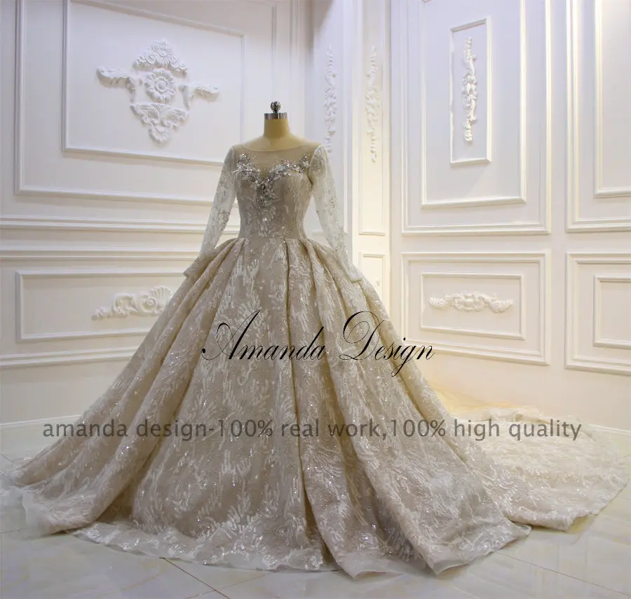 Роскошное Кружевное Свадебное Платье Amanda Design robe de princesse с длинными рукавами и