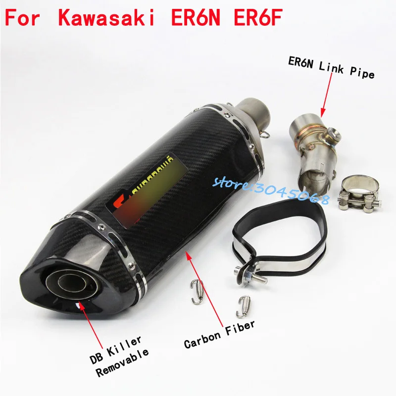 Silp On для KAWASAKI ER6N ER6F Ninja 650 2012- мотоцикл выхлопной модифицированный глушитель Передняя средняя Соединительная труба дБ убийца - Цвет: B1