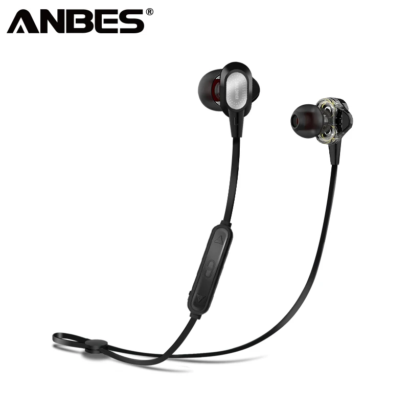 ANBES двойной привод Bluetooth наушники бас сабвуфер V4.1 для телефона Mp3 Спорт гарнитура