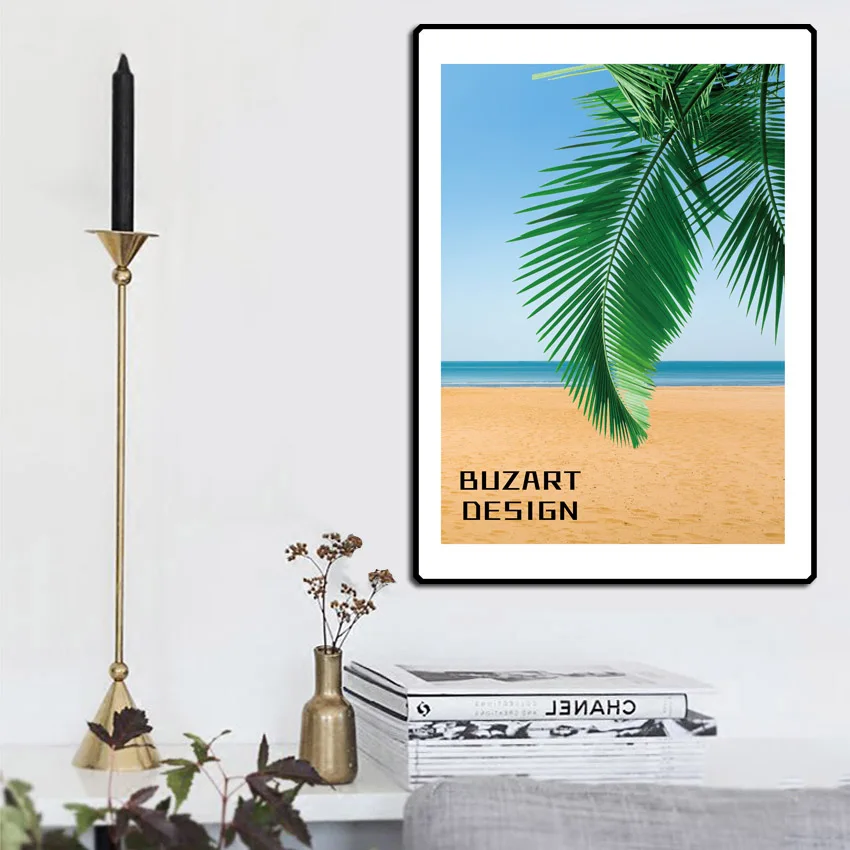 Синие морские наклейки на стену с кокосовым деревом аквариум океан пейзаж плакат