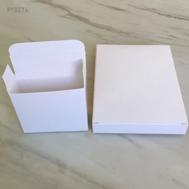50 teile/los-Kleine größe Blank Weiß 350gsm Pappe Verpackung Box für probe handgemachte seife party geschenk ventil rohre