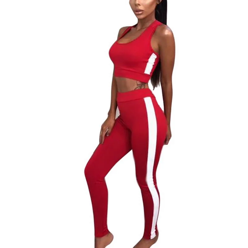 2018 Women's Tracksuit Tights Sportswear Fitness Yoga Suit Sport set For Female Gym Clothing Workout Two Piece Jumpsuit Crop top | Спорт и