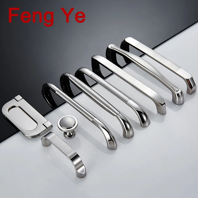 Feng Ye Handle Zinc Alloy Modern Silvery Handles Simplicity Door knob Cabinet Furniture Drawer Kitchen Closet Dresser Knobs Pull|Ручки
