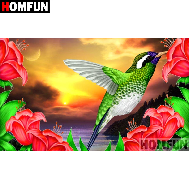 Алмазная живопись HOMFUN Колибри алмазная 5D Вышивка сделай сам полный набор стразы
