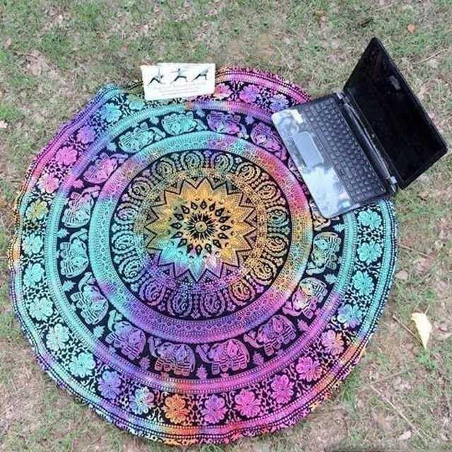 Индейская мандала круглый Гобелены стене висит богемный пляж Пледы Полотенца