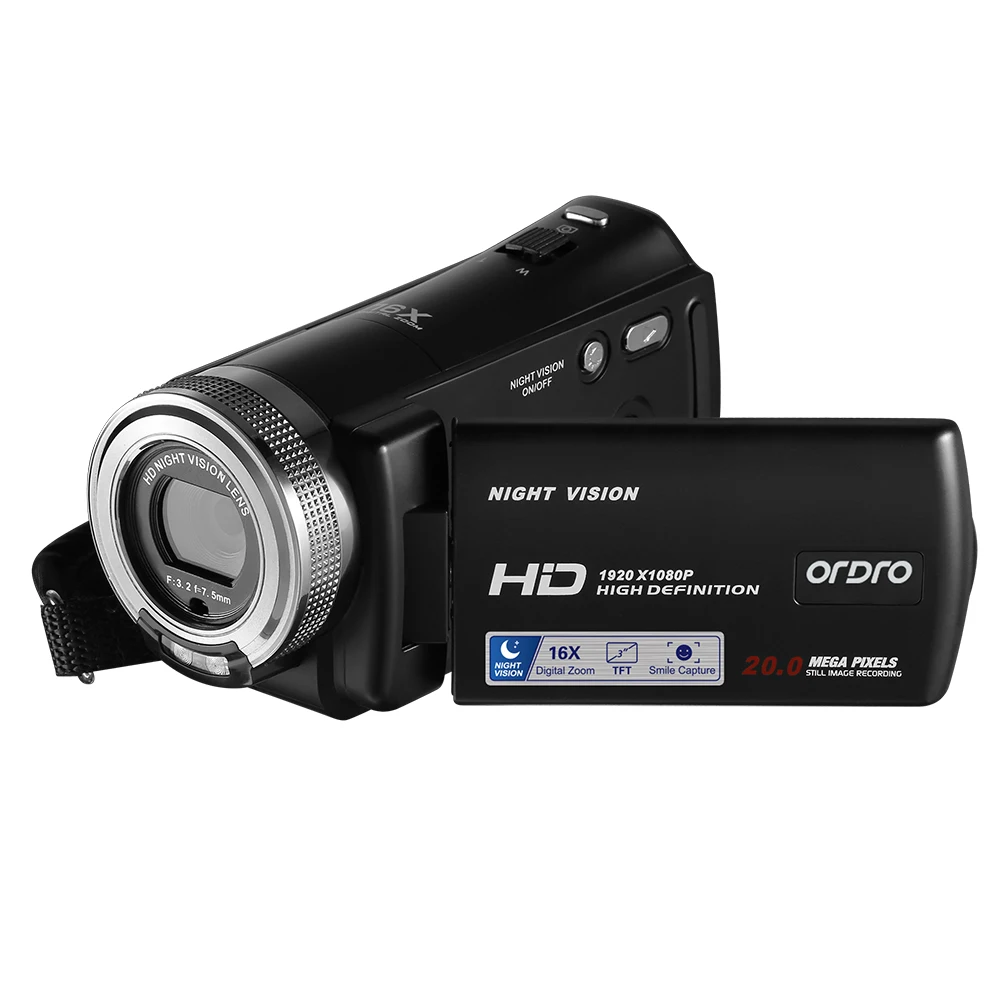 Ordro HDV V12 HD 1080P видеокамера с дистанционным управлением HDMI камера ночного