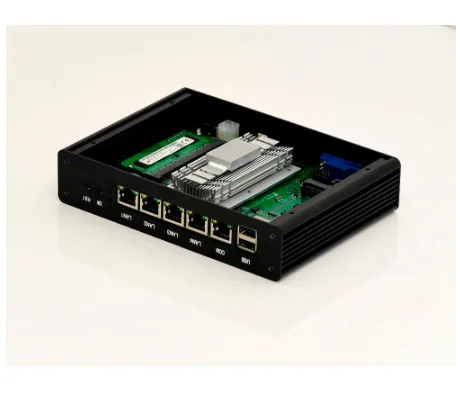 Без вентилятора pfsense Мини-ПК J1900 4 * Intel wg82583 Gigabit LAN Barebone ядра 2.0 ГГц межсетевого