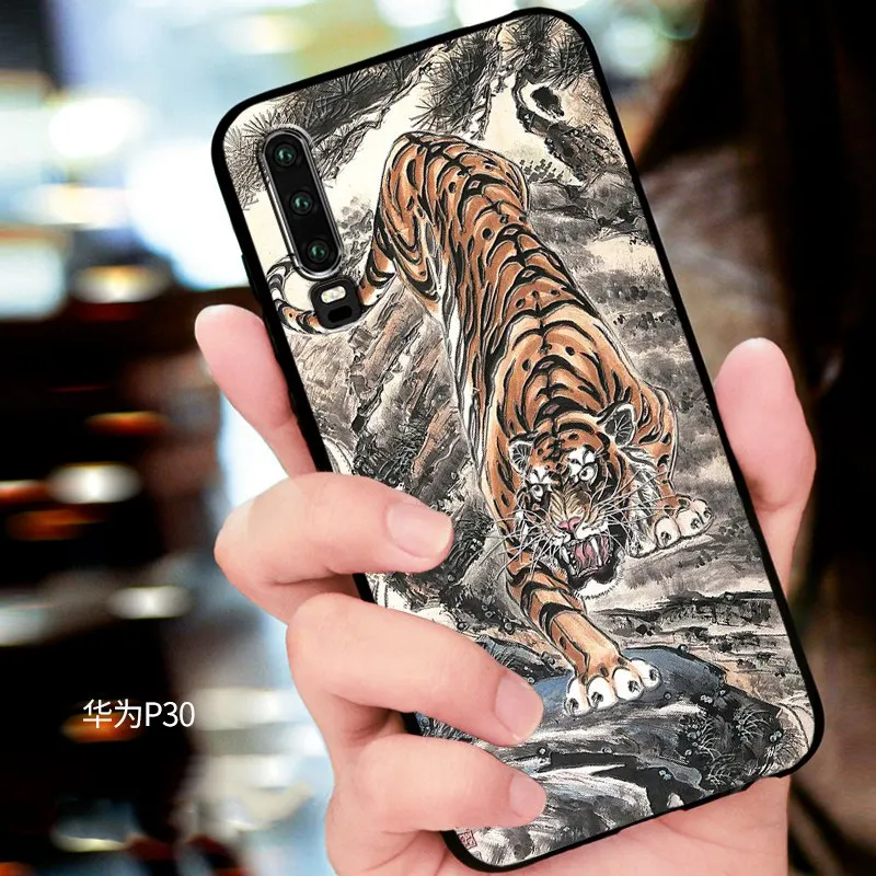 Рельефный Винтажный чехол в японском и Восточно-азиатском стиле для Huawei P30 PRO