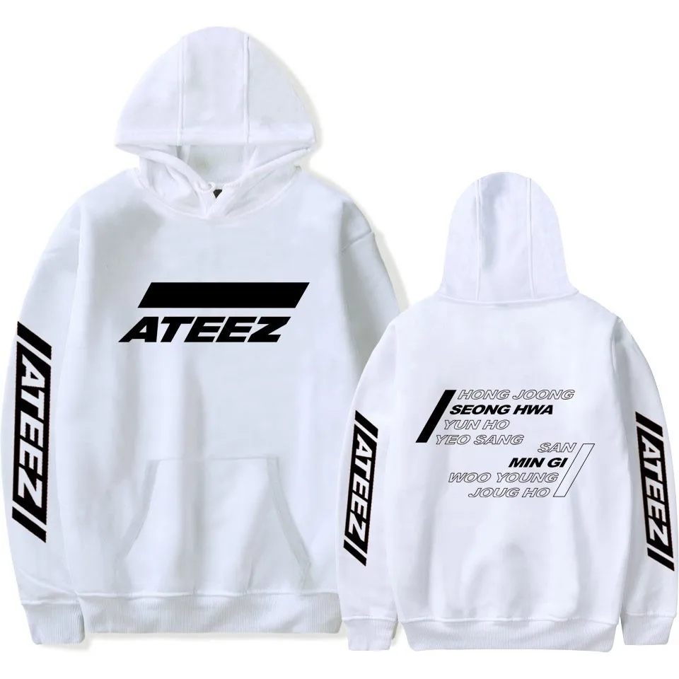 ATEEZ Kpop толстовка с капюшоном и принтом для женщин и мужчин, толстовки, одежда Harajuku, повседневные толстовки, толстовка Kpop, одежда Kpop - Цвет: 4White