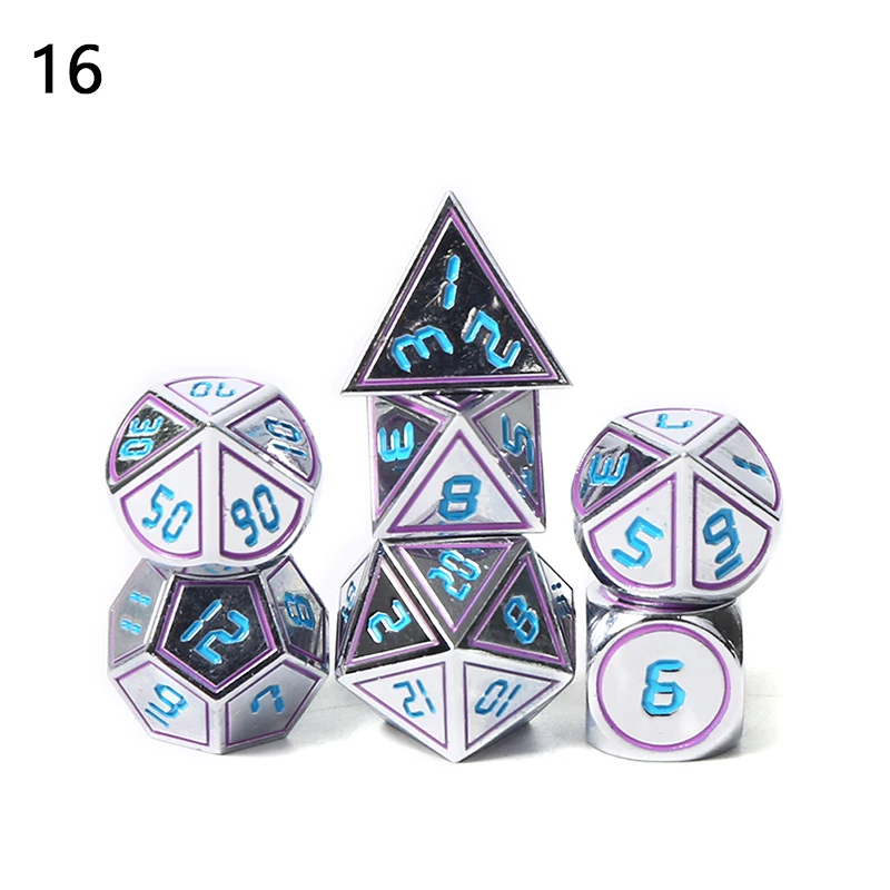 Chengshuo игральные кости DND Металл РГП набор многогранных подземелья и дракон d20 10 8 белые настольные игры цинковый сплав зеленый цифровой рисунок кости
