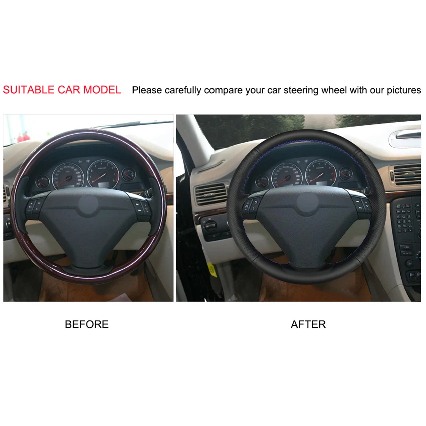 Искусственная кожа ручной работы для Volvo S80 2004 2005 XC70 2007 аксессуары|Чехлы на руль| |