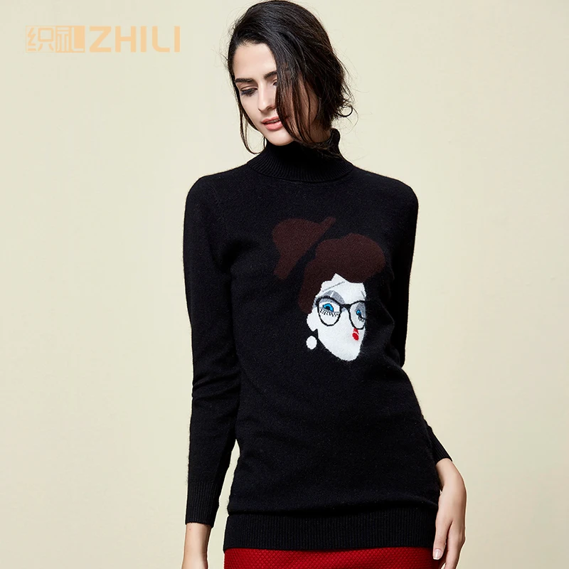 

2017 female cashmere sweater turtleneck pullover cashmere basic shirt fashion slim sweater
