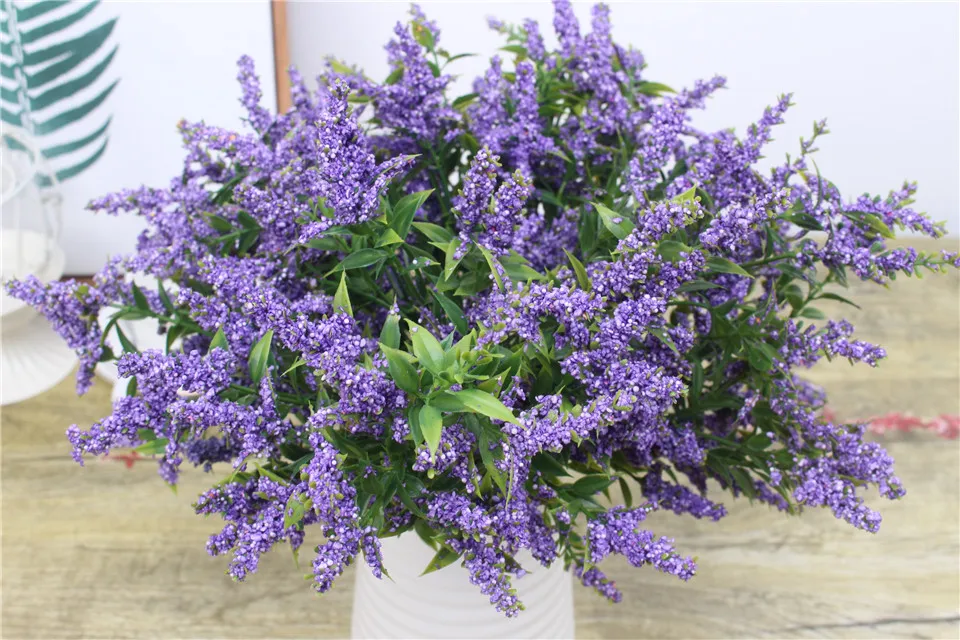 Цветы 1 букет пены цветок fleurs artificielles лаванды искусственный цветок букет для дома Свадебные украшения поддельные цвет