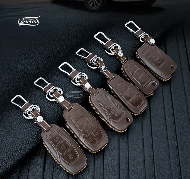 Кожаный чехол для ключей Ford 4D cosport MK2 MK4 Focus Fiesta Edge Explorer Everest Ranger F150 Kuga|ford f150 key|ford focus