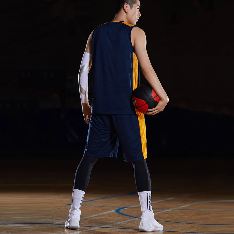 Li-Ning, мужские баскетбольные костюмы для соревнований, 2 штуки, полиэстер, дышащий жилет+ шорты, подкладка, спортивные комплекты, AATP001 CJFM19
