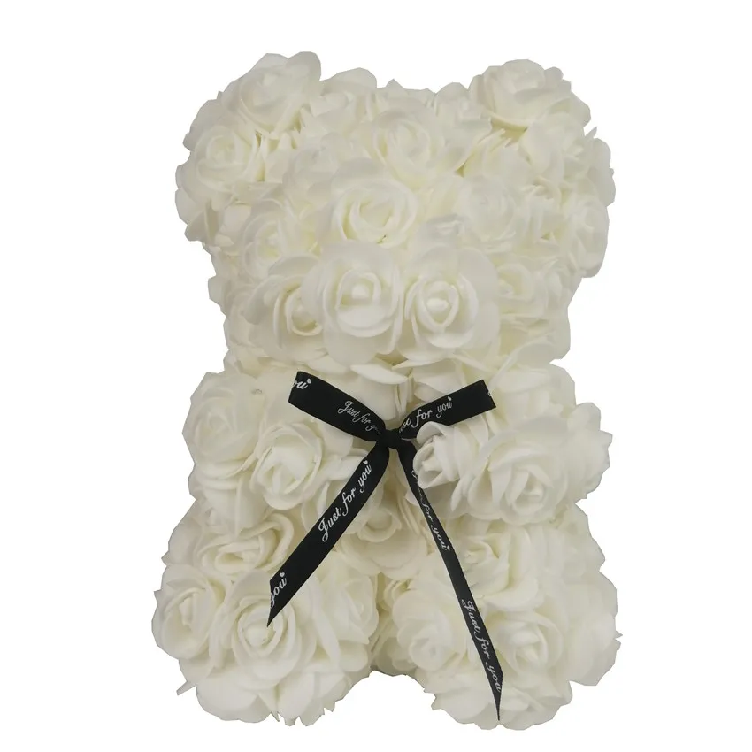 25/38 см искусственные цветы розы медведь многоцветный ПЕНА РОЗА Teddy Bear девушке подарок на день Святого Валентина вечерние украшения - Цвет: 25cm white