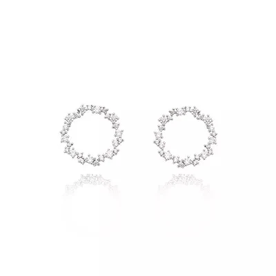 Женские богемные серьги кольца Bijoux серебристые сережки эффектные свадебные