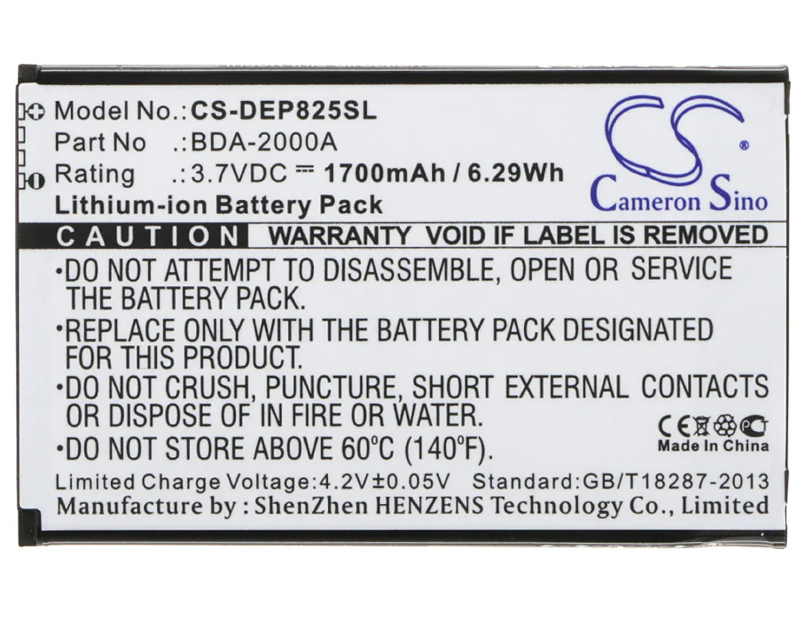 Cameron Sino 1700mAh аккумулятор BDA-2000A для Doro 8030,8031, Liberto 8030, Liberto 8031, Liberto 822, Liberto 825