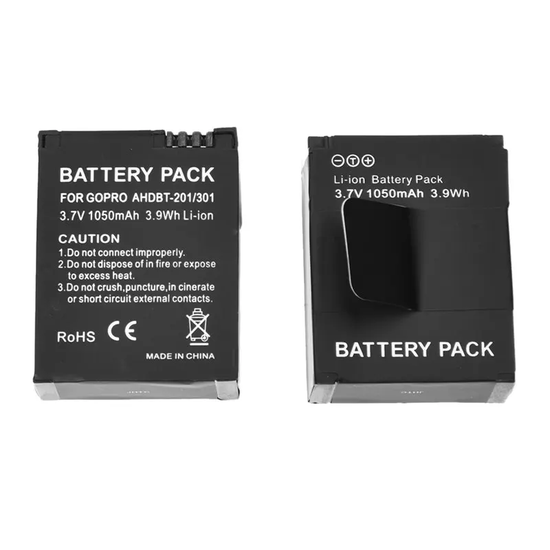 ABGN Hot-2x1050 mAh батарея + зарядное устройство для GoPro AHDBT-301 201 HD HERO 3 black POST | Электроника