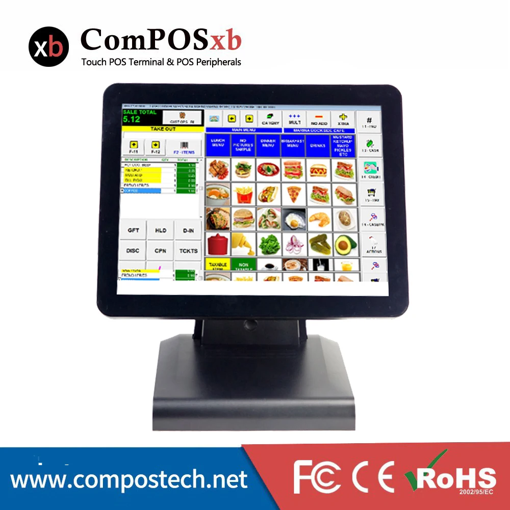 Windows POS терминал 15 дюймов TFT LCD точка продажи сенсорный экран все в одном Pos система