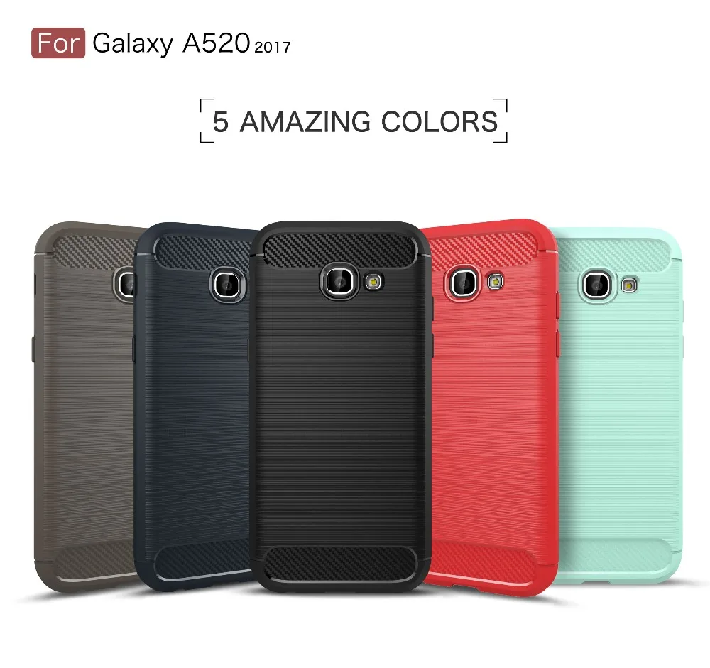 Anyrow Soft TPU Silicone case bumper for Samsung Galaxy A5 2017 cases Carbon Fiber Brushed cover A520 bag |