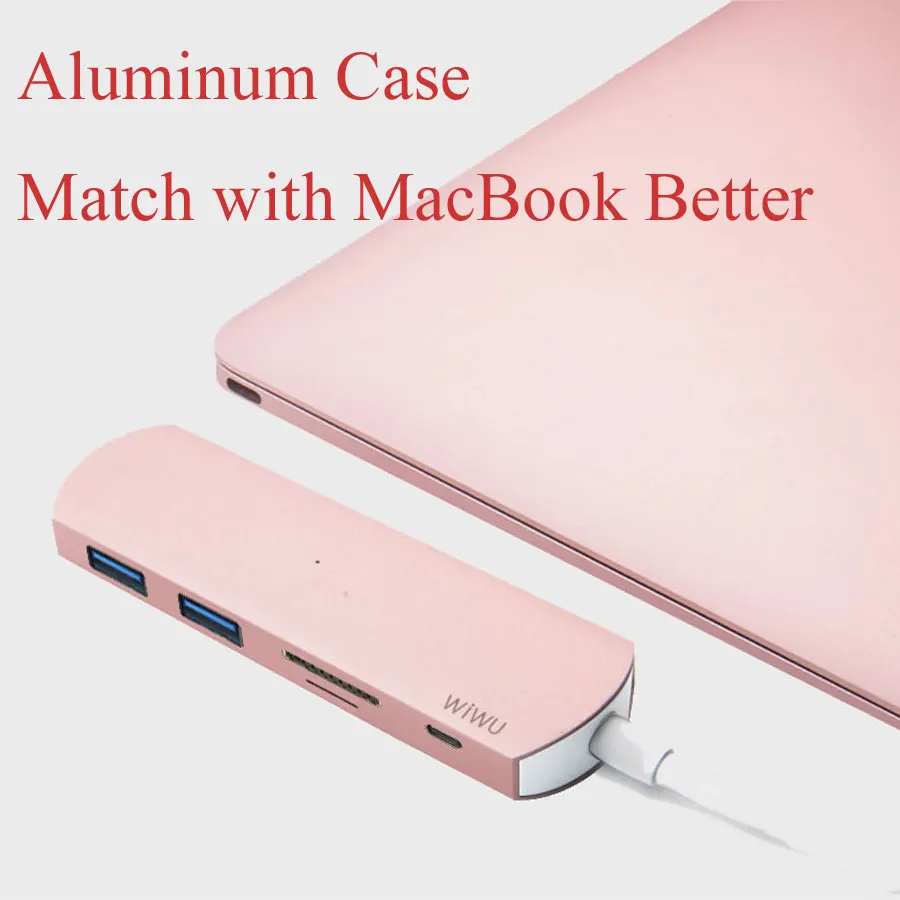 WIWU USB 3 0 Hub для Macbook Pro Type C 5 в 1 адаптер с несколькими портами порт зарядки MacBook 12