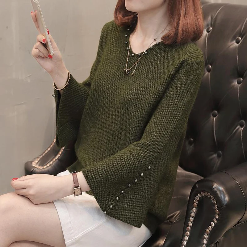 new Fashion women long sleeve v-neck thin sweater female all-match slim basic knitted shirt girls solid color pullover clothing | Женская