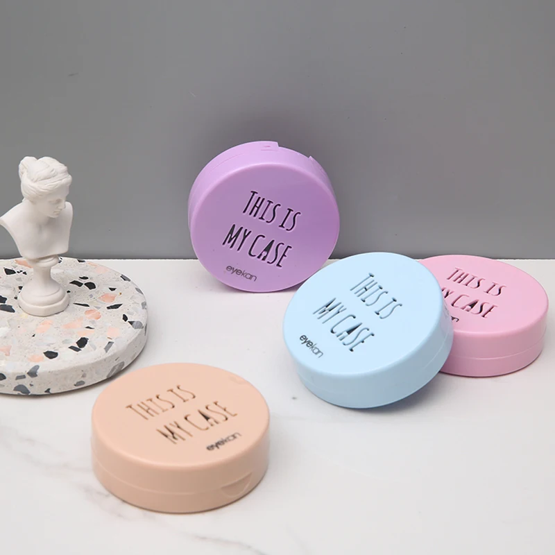 Macaron цветной чехол с принтом в виде букв, чехол для контактных линз с зеркалом, красивый кейс для контактных линз, контейнер, дорожный набор, коробка для хранения