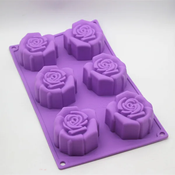 

6 Rose Moon Cake Making Silicone Molds Round 3D Flower Soap Making Mold HandmadeChocolate Jelly Pudding mould