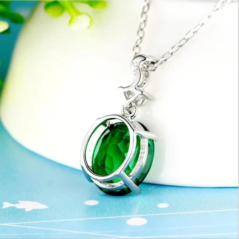 Everoyal Girls Charm Green Crystal Fox Pendant Necklace Jewelry Female Trendy 925 Silver For Women Accessories Lovers | Украшения и