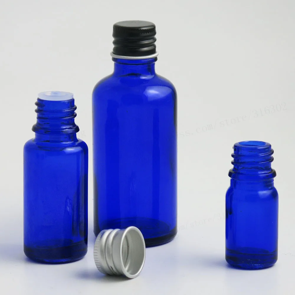 12x5 ml 1/3oz 1/2oz 2/3oz 1oz 50ml 100ml кобальтовое синее стекло бутылки эфирного масла упаковка с алюминиевые крышки