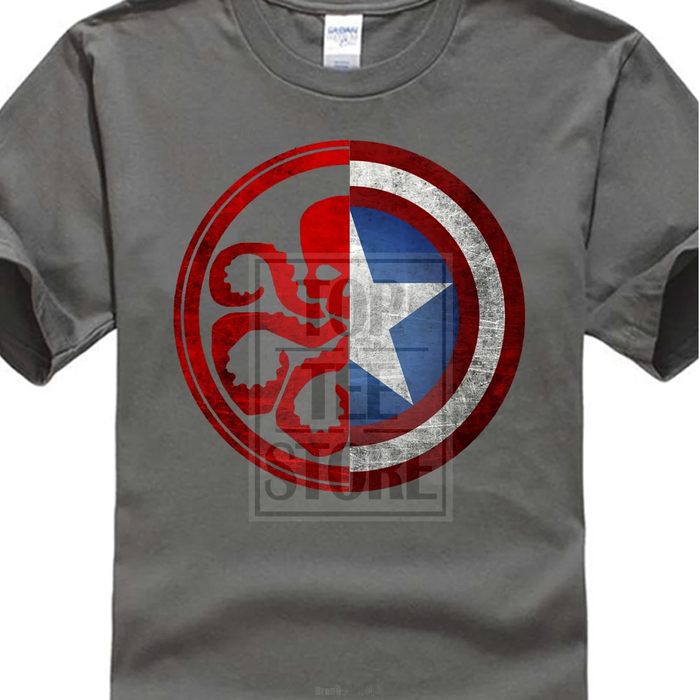 Charcoal Hydra Symbol Vs Капитан Америка Черная футболка подарок агенты Marvel Новинка от нас - Цвет: Charcoal