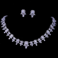 emmaya new hot sale women aaa zircon little square clear cz bridal set for luxury wedding choker necklace jewelry sets