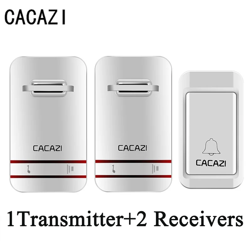 1 button 2 receivers CACAZI белого нет Батарея нужно Беспроводной дверной звонок Водонепроницаемый умный дверной звонок EU/штепсельная вилка американского стандарта беспроводное Кольцо Дверной звонок пульт дистанционного управления переменного тока 110 V-220 V - Цвет: 1 button 2 receivers