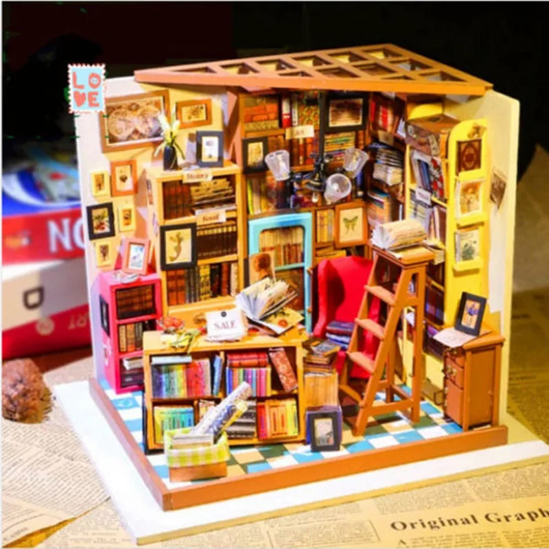 Cuteroom ручная работа DIY Кукольный дом книжный магазин кукольный домик Миниатюрный