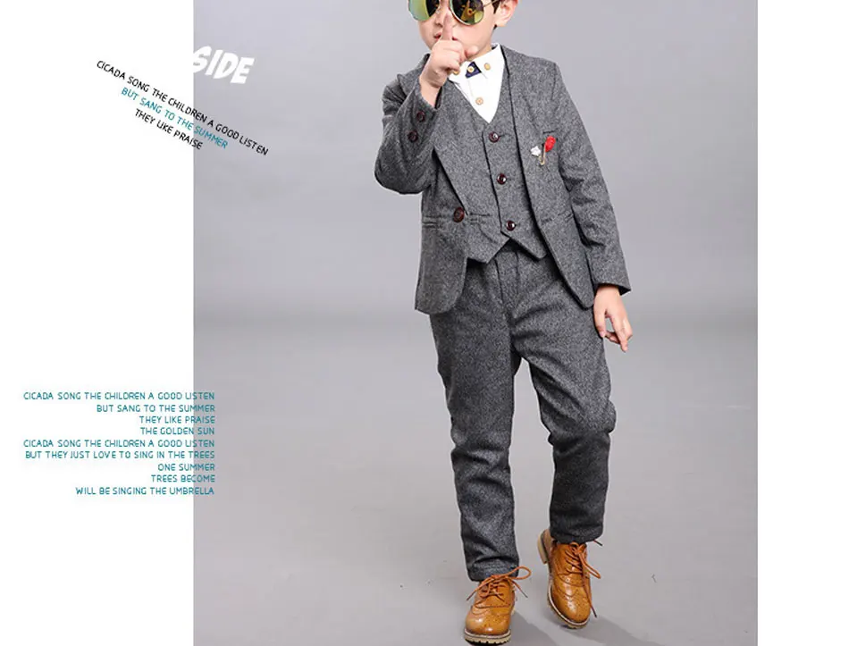 Spring And Fall Formal Children Boy Suit Boy Custom Suit Dress Costume Boy Wedding Children's Wear Three-Piece Set