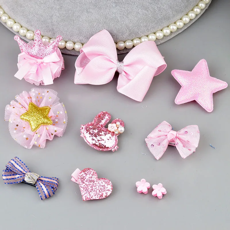 10 Pieces old pink 1 комплект цветок Дети Детские аксессуары заколки младенец, ткань лук цветок Головные уборы заколки для волос головной убор A7 - Цвет: 10 Pieces old pink