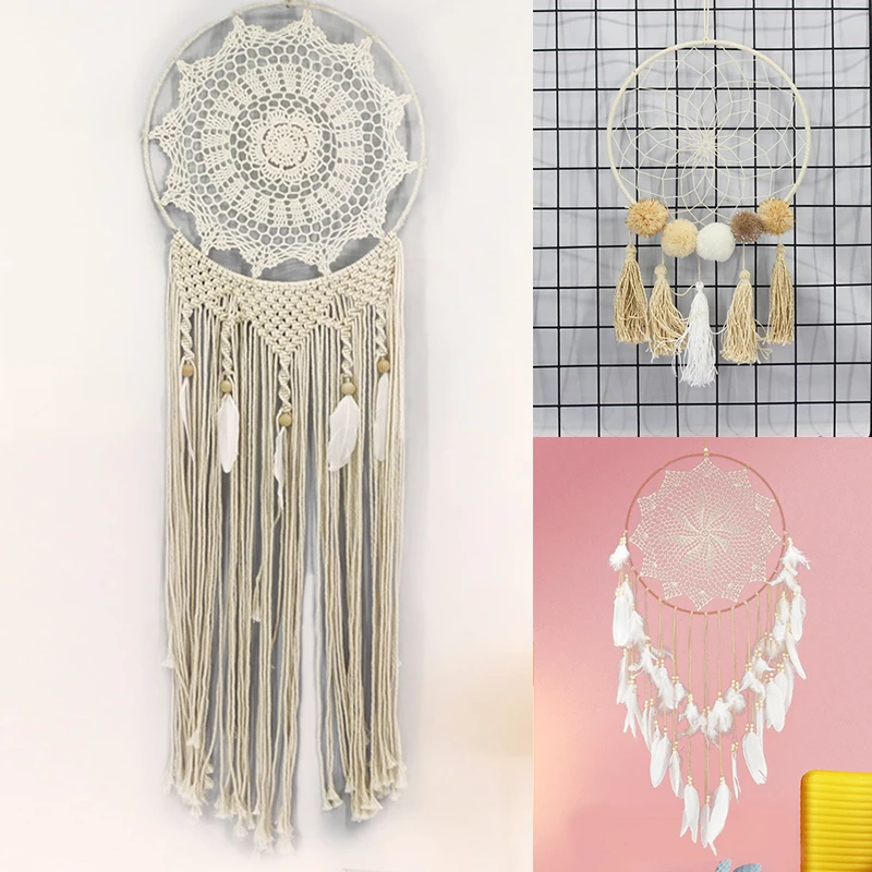 2pcs/Lot Flying Wind Chimes Dream Catcher Handmade Gifts Dreamcatcher Feather Pendant Creative Hollow Wall Hanging | Дом и сад