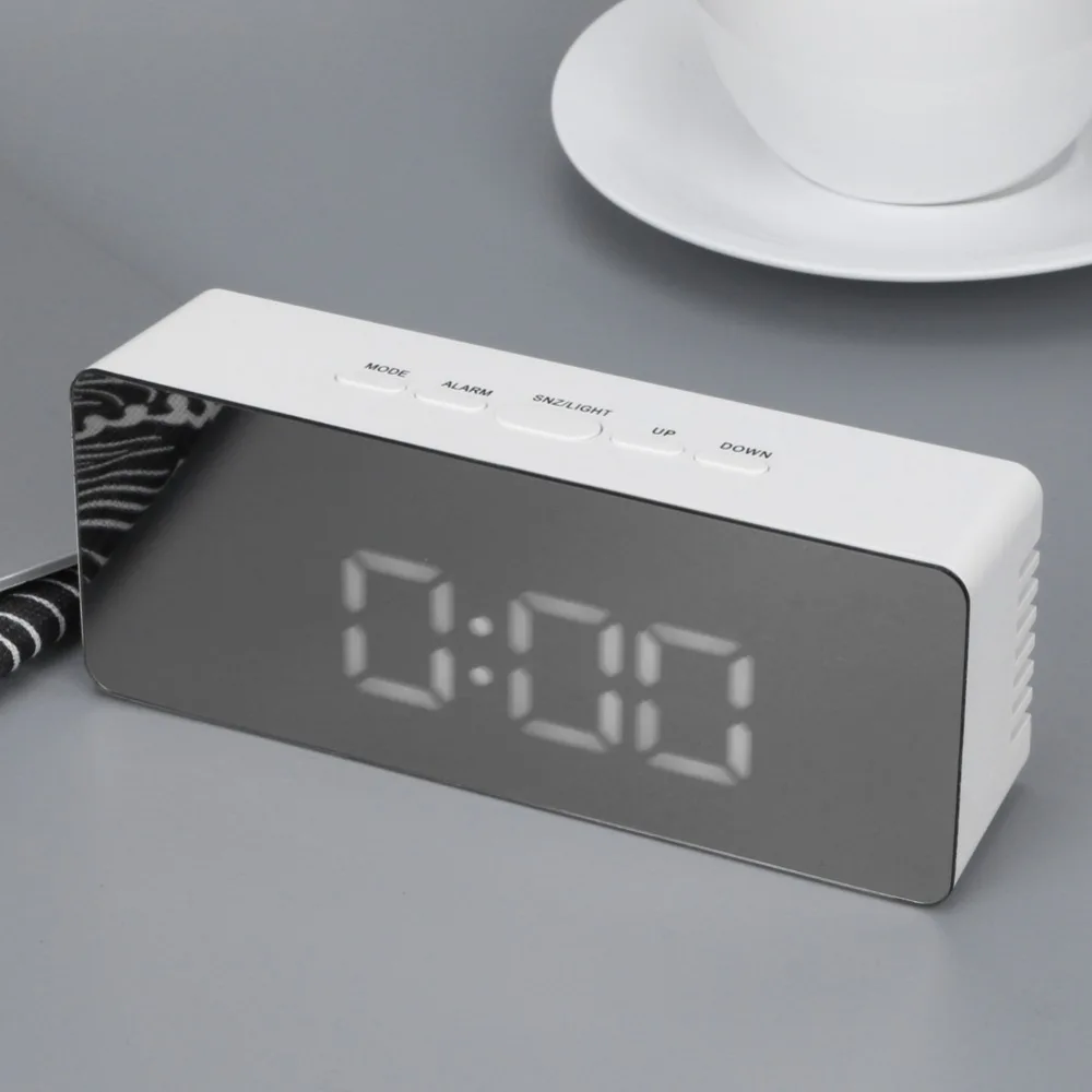 LED Smart Mirror Alarm Clock Multi-function Luminous Digital with Night Light | Дом и сад