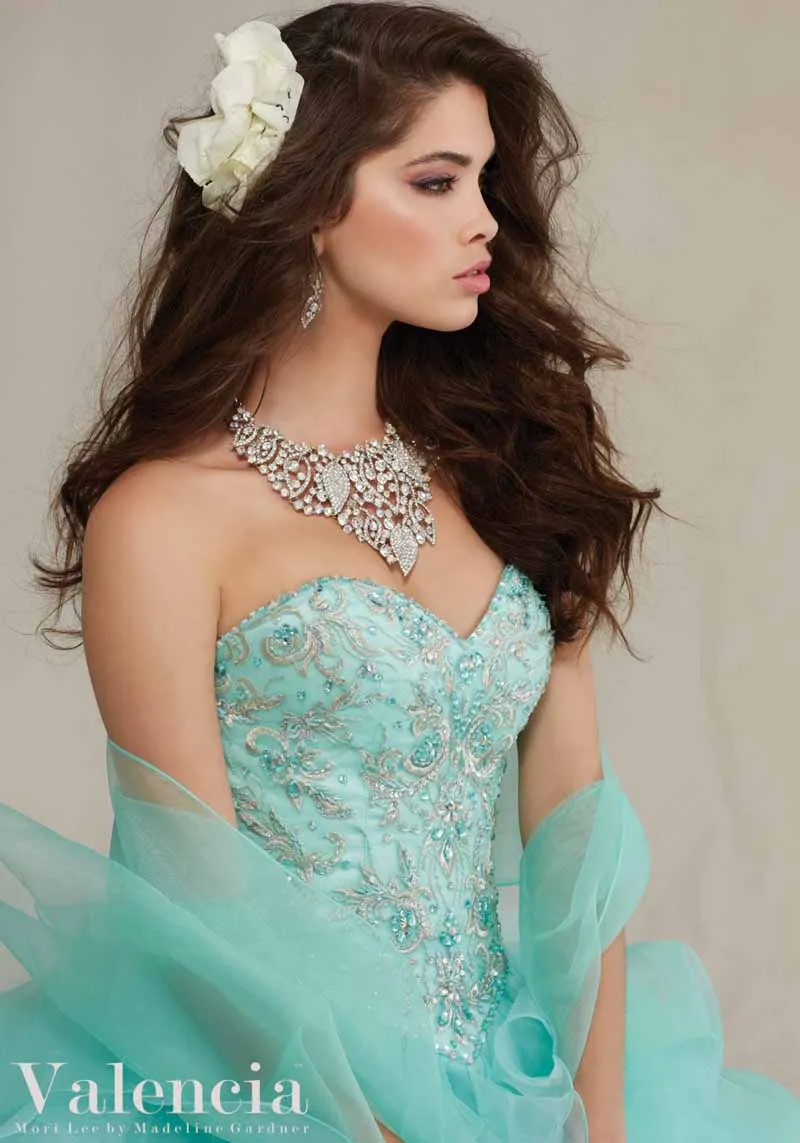 Вышивка и Бисероплетение на Раффлед Органзы Юбка Платья Quinceanera Бальное платье