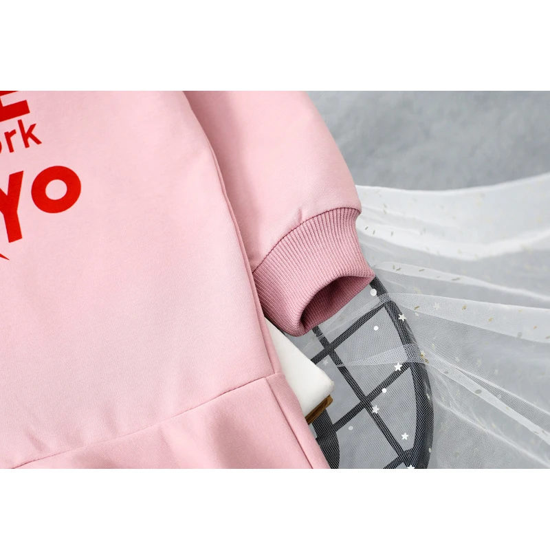 Girls Dresses 2018 Autumn New Children's Clothing Casual Sweet Letter Long Sleeve Hooded Ruffled Sweater Dress | Детская одежда и
