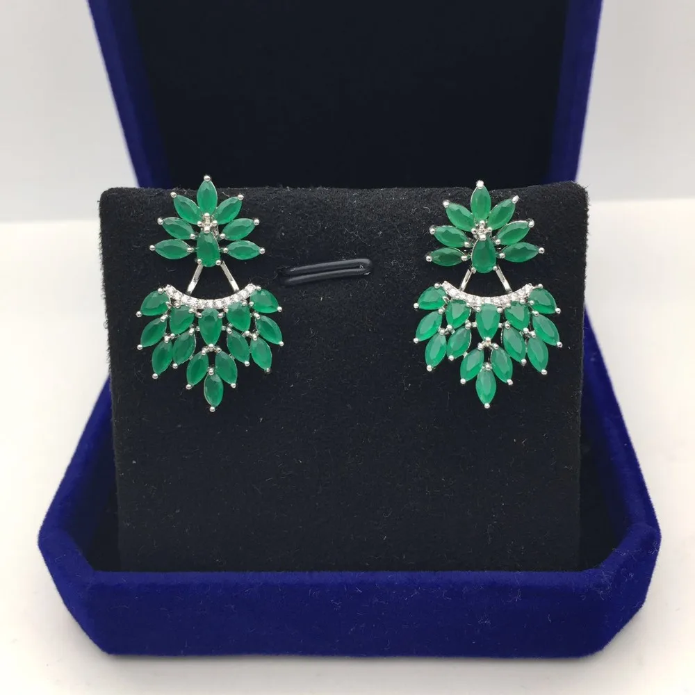 green stone Модные серьги-гвоздики Brincos для женщин с камнями цвета CZ 2 шт аксессуары для ушей - Окраска металла: green stone